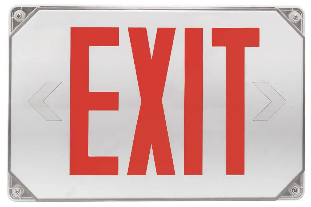 Outdoor Wet Location Compact Exit Sign - Battery Backup with Red Lette