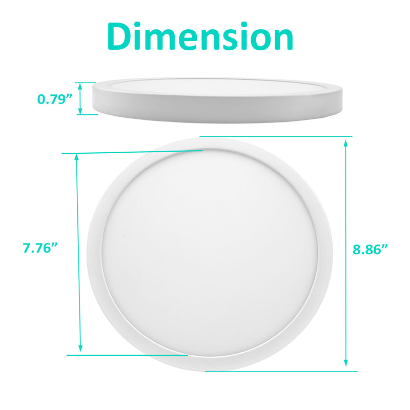 9" 18W LED Surface Mount Round Ceiling Light - Color Selectable 5CCT - 1400 Lumens - ETL Listed
