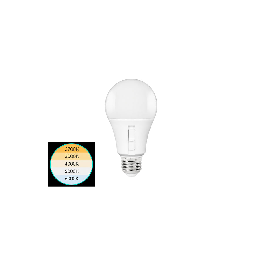 A19 9W LED Bulb - 800 Lumens - 5CCT (27/30/40/50/60K) 60W Equivalent Dimmable