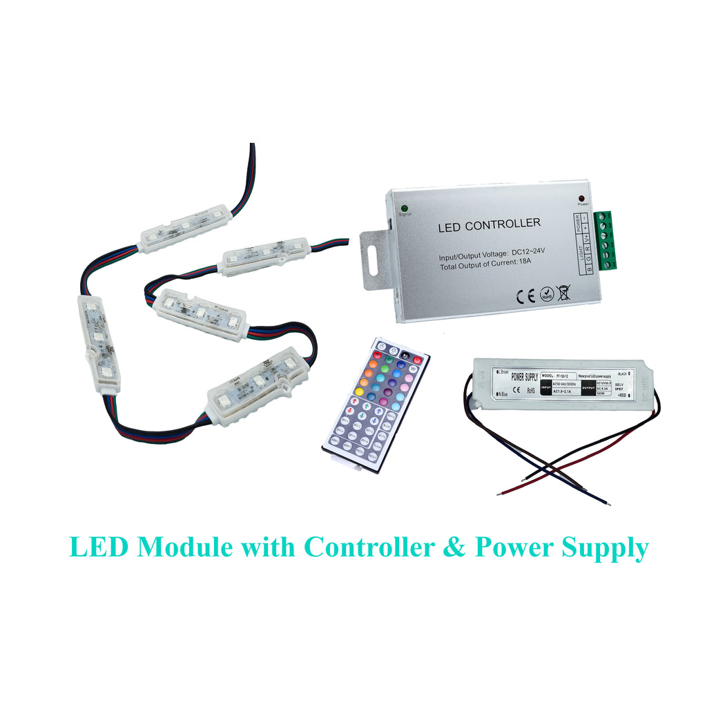 RGB LED Module 12VDC - 0.72W with LED Controller and Remote (Each Pack
