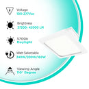 LED Gas Station Canopy Light - Glass Cover - Watt Selectable (240W/200W/160W) - 5700K - DLC - IP65 UL Listed