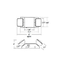 Technical drawing of the Shine LED Indoor Emergency Light - Dual Head with flame-retardant housing and dimensions. Top view: Height 3.75", width 4.46", middle section width 5.45", and full width 11.1". Side view: Height 4", depth of mounted bracket 2.13", and full depth 3.7". Beam heads depicted on each end, featuring a battery runtime of over 90 minutes.
