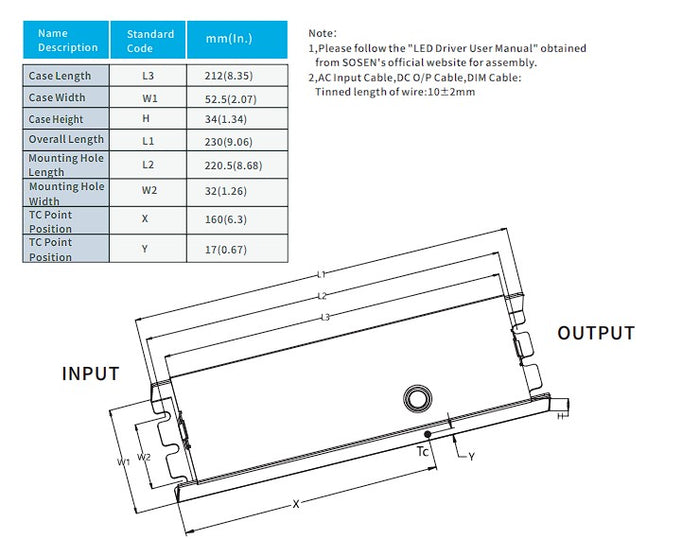 SOSEN SS-320NS-260BH LED Driver - 320W - Dimmable