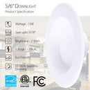 Shine LED 5/6" 15W Retrofit Recessed Downlight Baffle Trim - 1000 Lumens