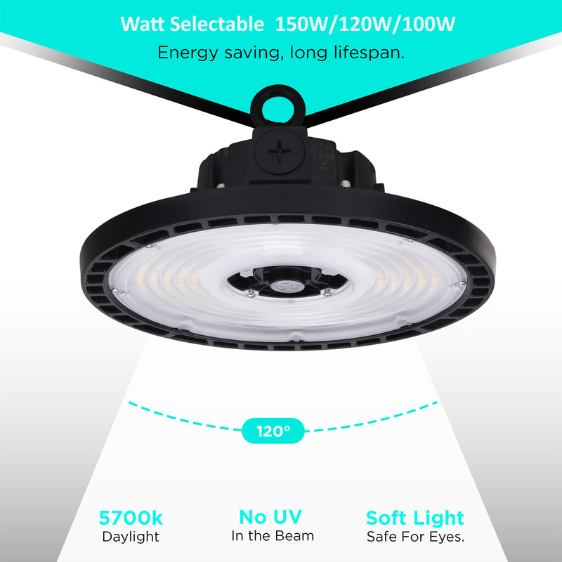UFO LED High Bay Watt Selectable (150/120/100W)- 5700K - 21750 lumens