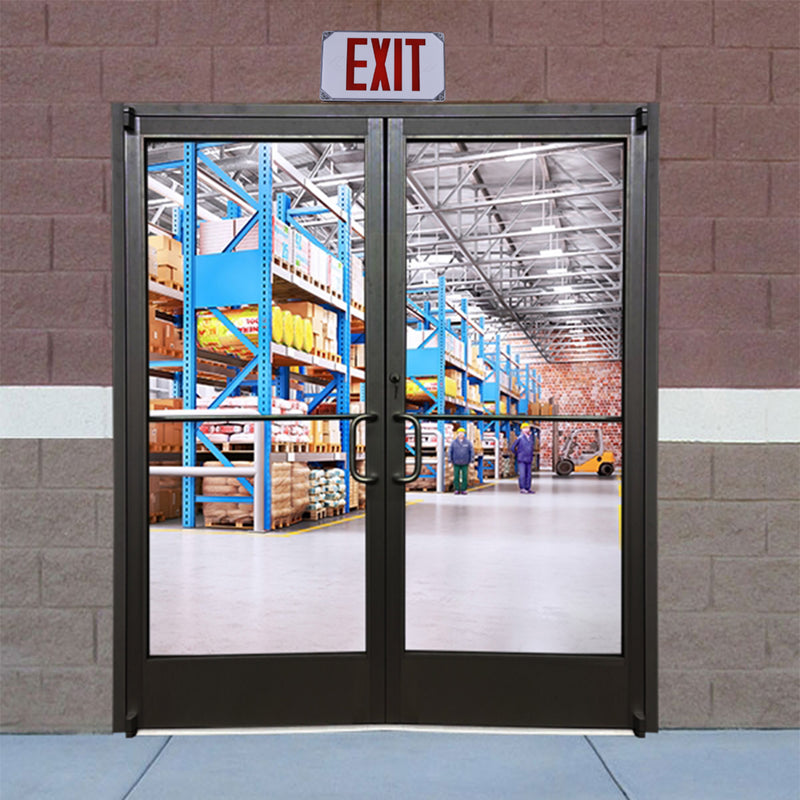 Outdoor Wet Location Compact Exit Sign - Battery Backup with Red Letters