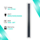 8ft LED Linear Wall Light -70Watts - 3CCT (3000/4000/5000K)