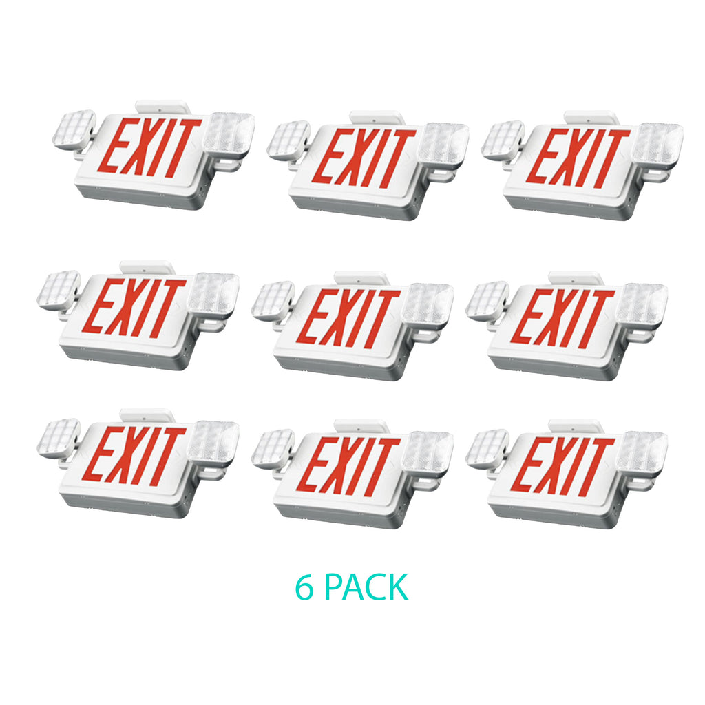 Double Sided LED EXIT Sign With Emergency Lights - Commercial Grade, 120-277V