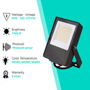 55W Mini Flood Light - CCT Selectable(3000/4000/5000K) - 7150lms - UL Listed - Glass Cover