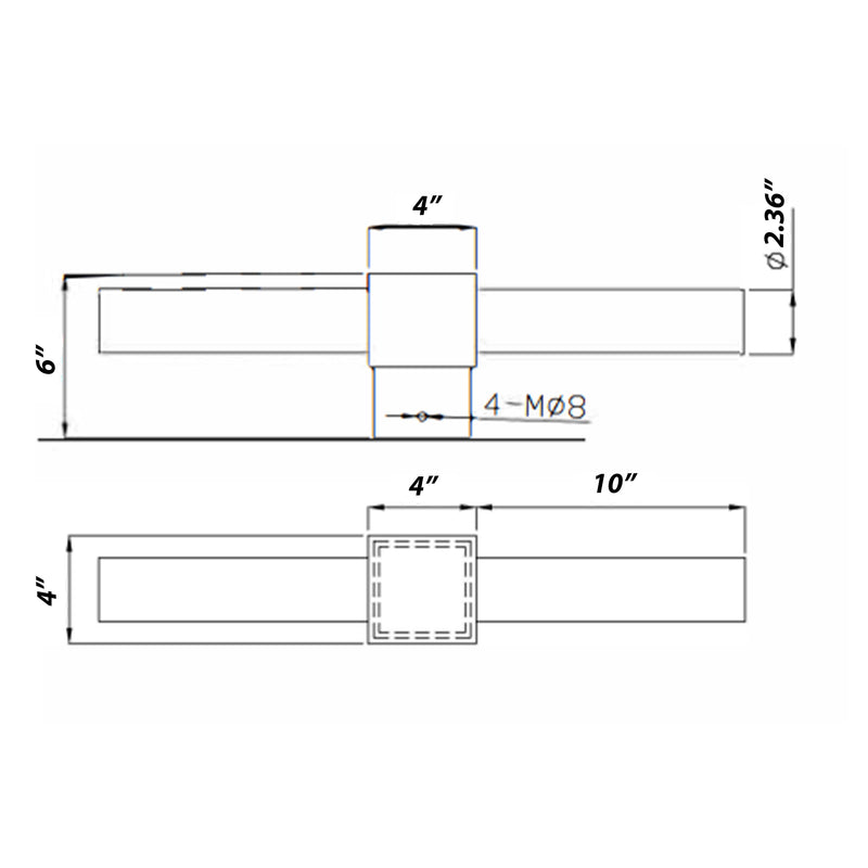 Double Spoke Arm Bracket Square at 180 Degree