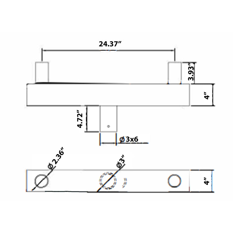 Bullhorn Round Base Bracket with 2 3/8 Tenon Adaptor