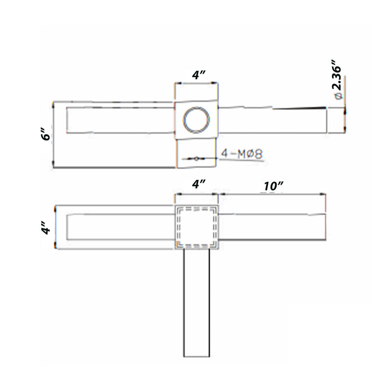 Triple Spoke Arm Bracket Square Base at 90 Degree