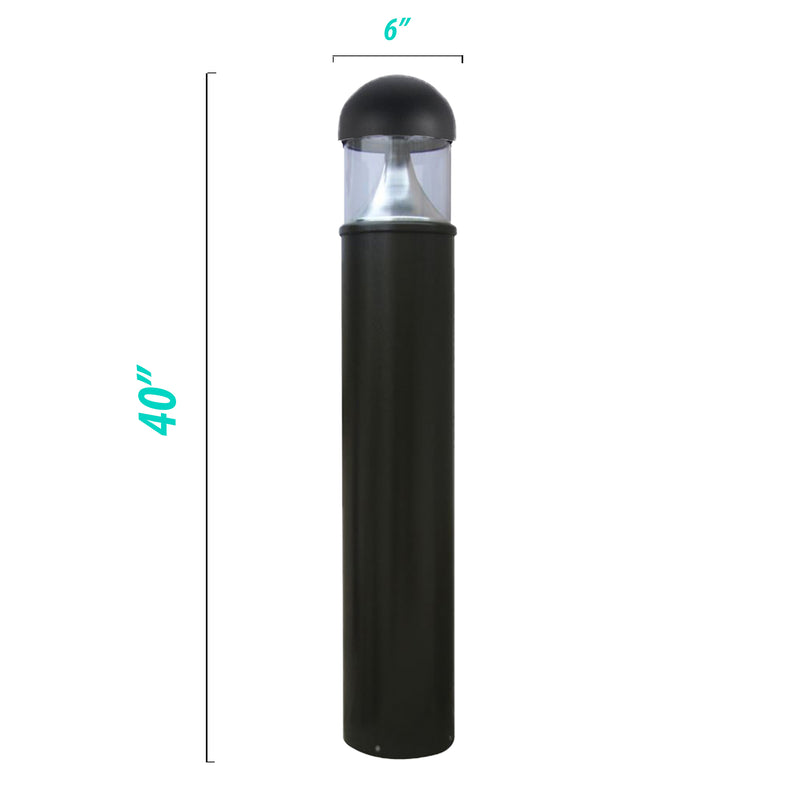 40" LED Bollard Landscape Light - 6" Dome/Flat