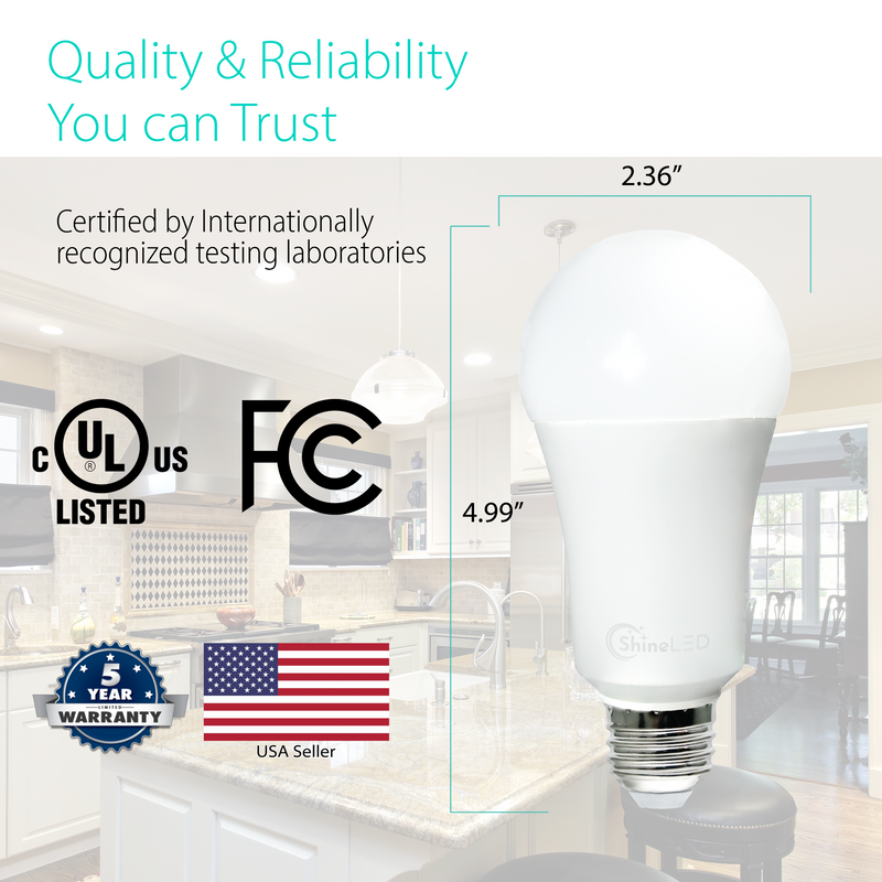 Satco 15W (100W Replacement) LED A19 Bulb – 1600 Lumens, 5000K Natural White, Dimmable, Frosted, E26 Base