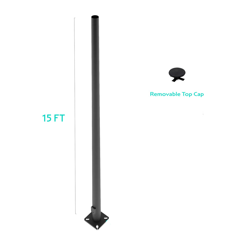 15 Foot Round Tapered Steel Light Pole - Including Shipping