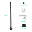 15 Foot Round Tapered Steel Light Pole - Including Shipping