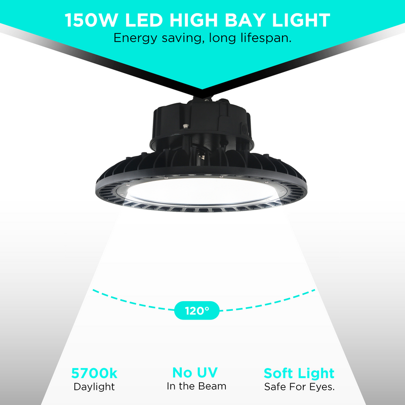 150W White UFO LED High Bay Light - Programmable Motion Sensor - 22000 150W White UFO LED High Bay Light - Programmable Motion Sensor - 22000