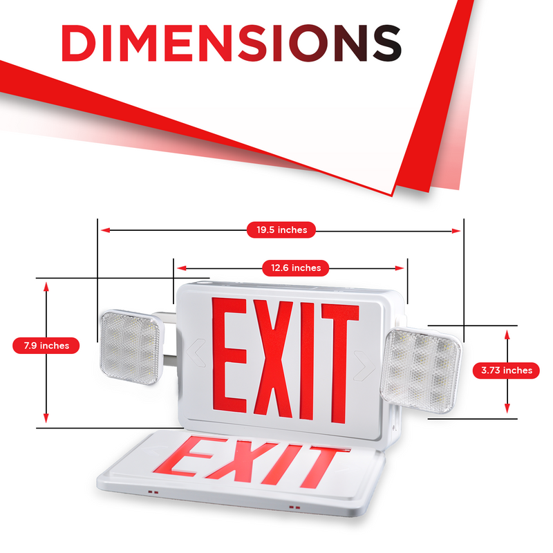 Remote Capable Indoor Emergency Exit Combo - Red/Green Letters - Dual Heads With Dual Battery