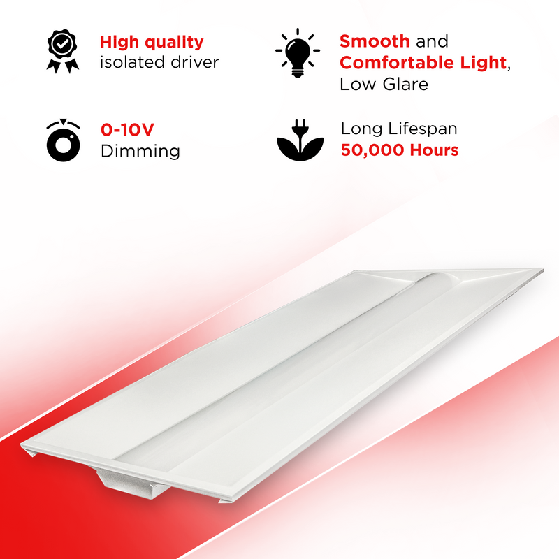 Troffer 2x4 Version 3 - Watt & Color Selectable (30/40/50/60/70W) - 5CCT(35K/40K/50K/57K/65K) - ETL Certified - 2 Pack